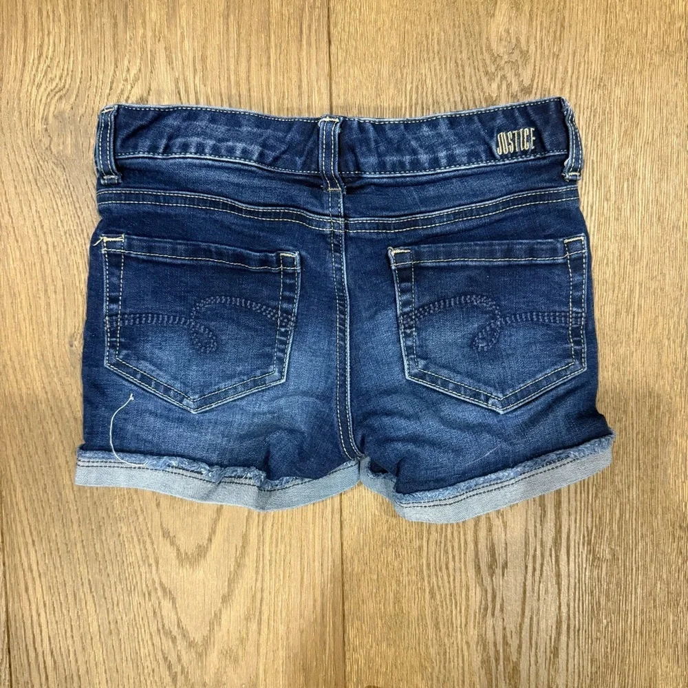 Justice Girls Dark Blue Denim Rolled-Hem Shorts
